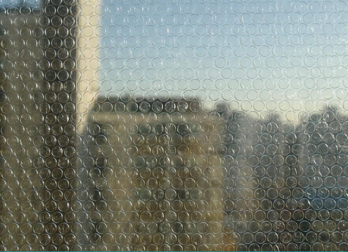 bubble wrap insulation applied onto windows