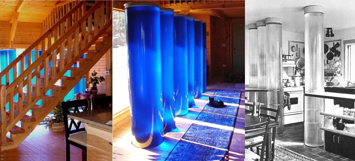 Blue water tubes for solar energy storage